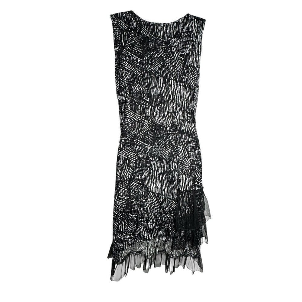 Tango Mango womens size Medium Black & White sleeveless Dress Artsy nylon mesh - Picture 5 of 8